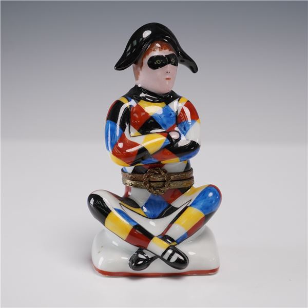 Limoges France Trinket Box, Harlequin