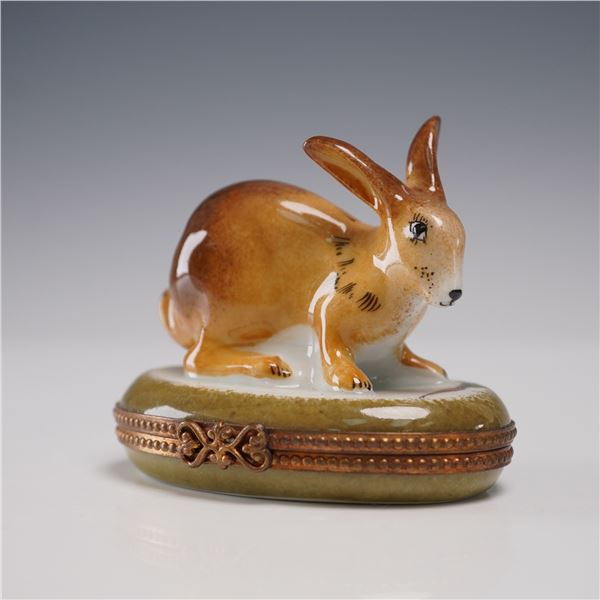 Limoges France Trinket Box, Rabbit with Carrot