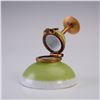 Image 3 : Limoges Porcelain Ring Box, Green Hat Stand Form with Bow Clasp