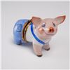 Image 1 : Limoges Porcelain Ring Box, Smiling Pig in Blue Overalls