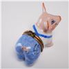 Image 3 : Limoges Porcelain Ring Box, Smiling Pig in Blue Overalls