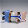Image 4 : Limoges Porcelain Ring Box, Smiling Pig in Blue Overalls