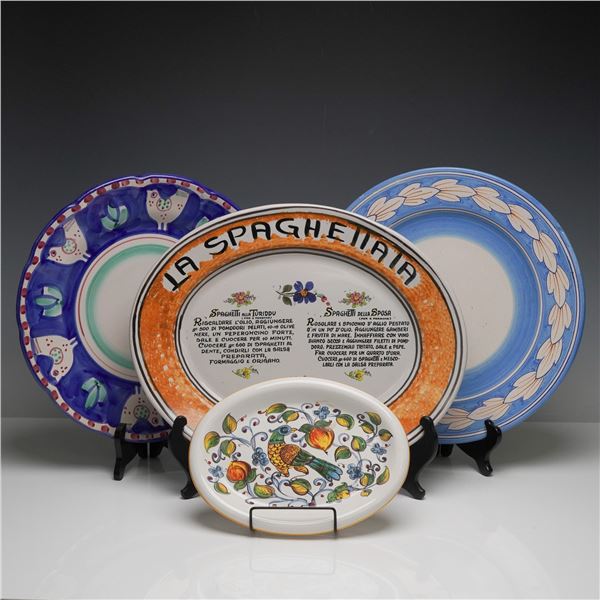4pc Italian Hand Painted Ceramic Plates, Nova Deruta & More