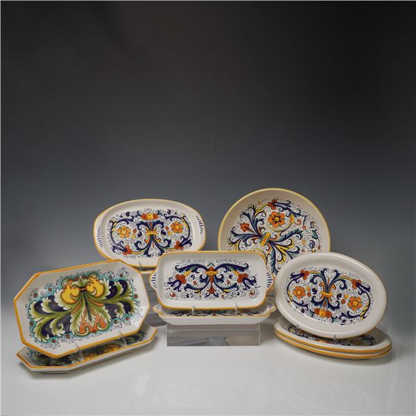11pc Nova Deruta Italian Ceramic Serving Tray & Bowl Set