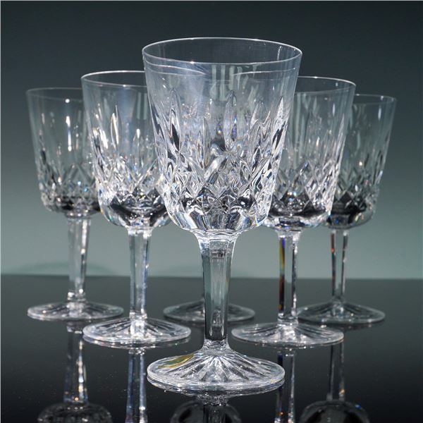 6pc Waterford Crystal Lismore Pattern Wine Glass Set