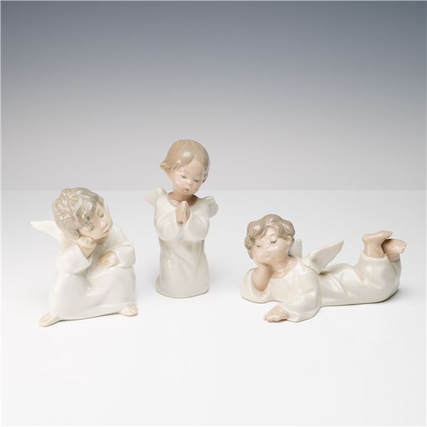 3pc Lladro Porcelain Angel Figurines