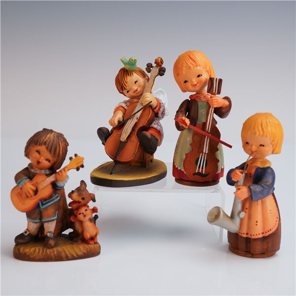 4pc Anri Hand Carved Wooden Musician Figures