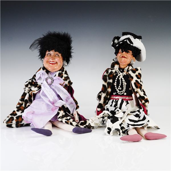 2pc Katherine's Collection Animal Print Lady Dolls, Made in Philippines