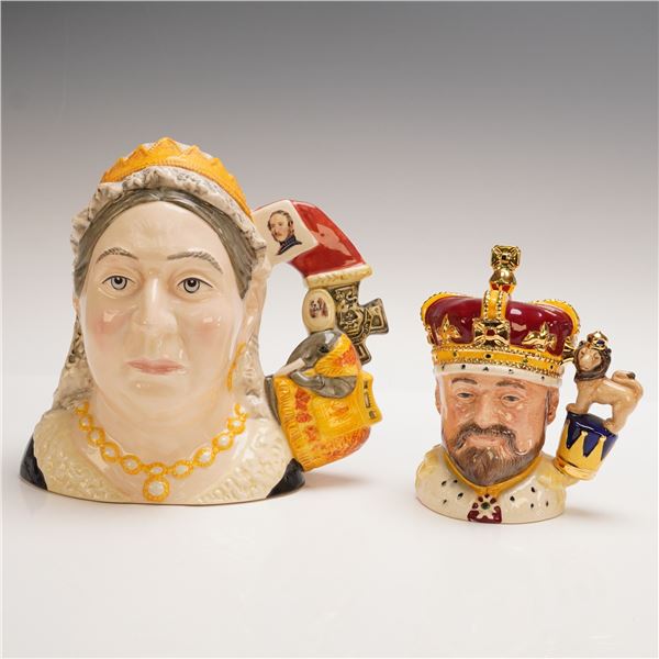 2pc Royal Doulton Character Jugs, Queen Victoria and King Edward VII