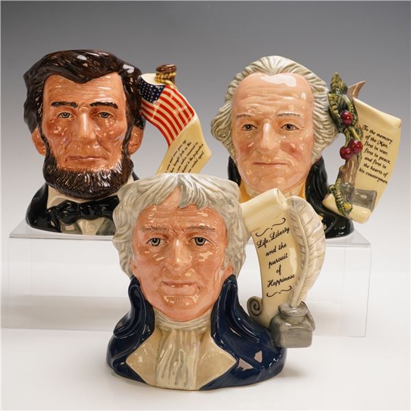 3pc Royal Doulton Character Jugs, Lincoln Washington Jefferson