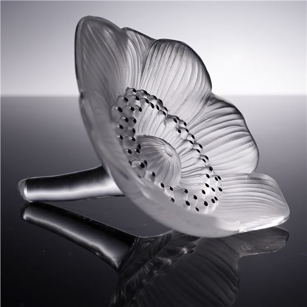 Lalique Crystal Floral Sculpture, Anemone