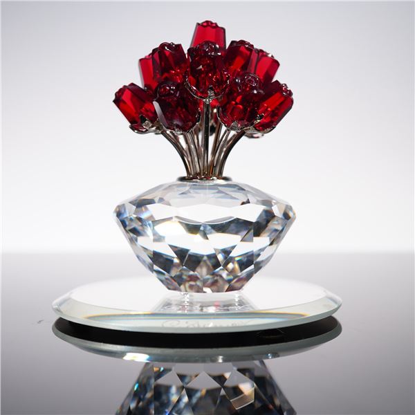 Swarovski Crystal Figurine, Vase of Red Roses 283394