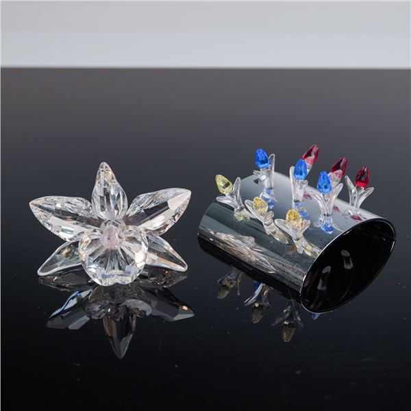 2pc Swarovski Crystal Orchid & Mini Tulips With Stand