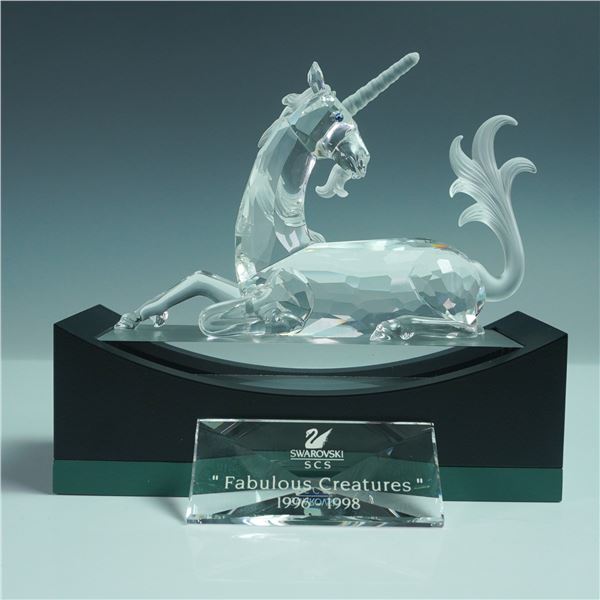 3pc Swarovski SCS Figurine, Unicorn AE Fabulous Creatures + Base + Plaque