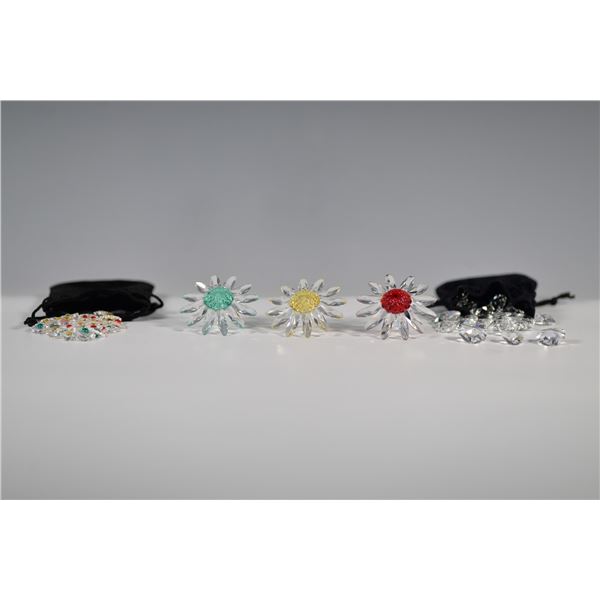 5pc Swarovski Crystal Marguerite and Marguerite Mini Flower Collection