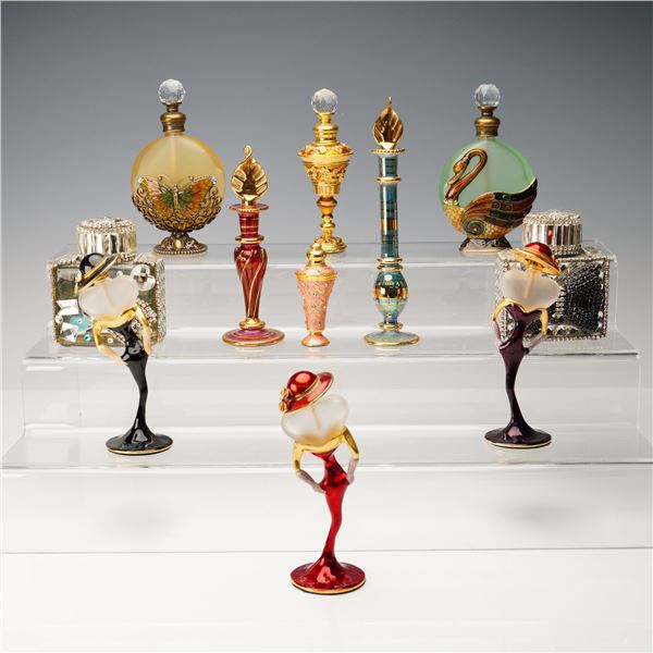 11pc Elegant Collection of Decorative Glass Scent Bottles