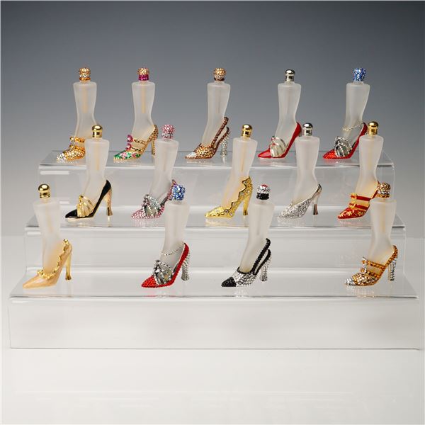 14pc Jeweled Figural High Heel Glass Scent Bottles