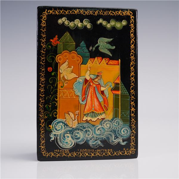 Russian Lacquer Jewelry Box with Snow Maiden Scene