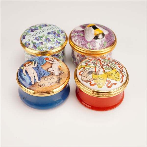 4pc Halcyon Days Enamel Treasure Boxes