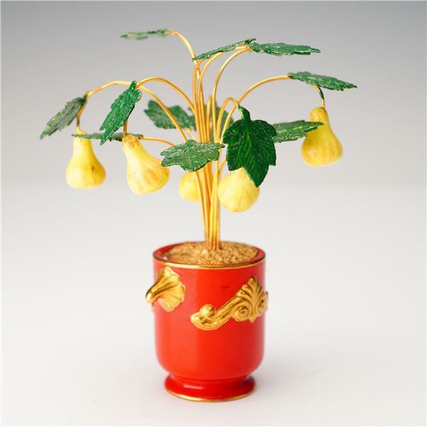 House Of Faberge Porcelain And Metal Pear Tree In Red Pot