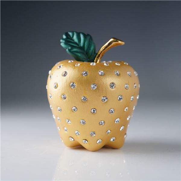 Rucinni Crystal Encrusted Apple Keepsake Box with Leaf Accent