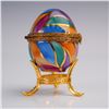 Image 2 : Limoges Porcelain Egg Trinket Box, Multicolor with Butterfly Clasp