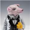 Image 3 : Limoges Porcelain Ring Box, Pig in Tuxedo with Flower
