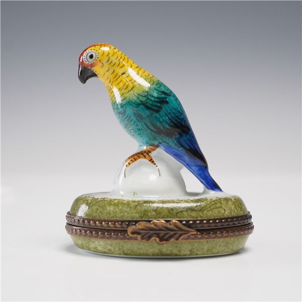 Parrot Limoges France Box, Hand Painted by J. Folard