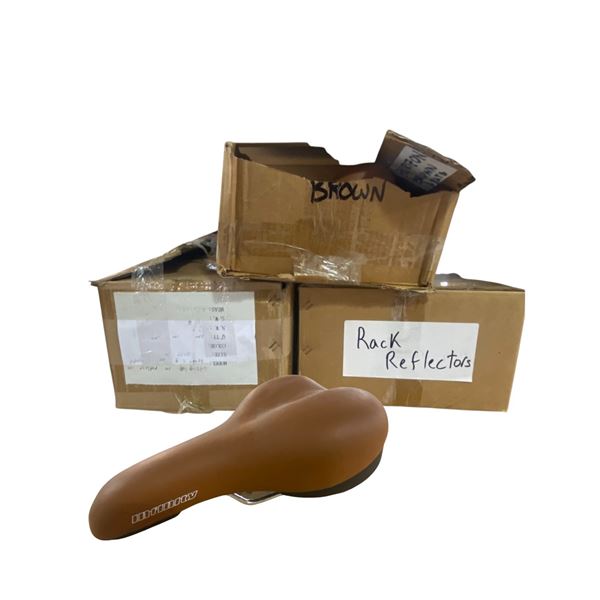 Group of Various Bike Items - Bike Saddles, Reflectors & Light Mount Clamp