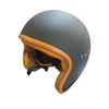Image 2 : Matte Black Open-Face Motorcycle Helmet with Tan Leather Trim (XL)
