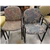 Image 1 : Qty 3 Metal Chairs w/ Upholstered Seats & Backs (2 chairs are stacking)