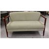 Image 1 : Wooden Love Seat w/ Upholstered Back & Seat 56" x 30" x 31"H