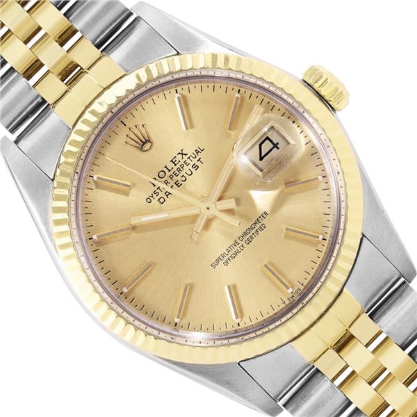 Rolex Mens Two Tone Yellow Gold And Steel 36MM Champagne Index Datejust