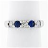 Image 1 : New 14K Gold .89 ctw Round Brilliant Diamond Sapphire U Setting Wedding Band Rin