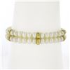 Image 1 : 7" Dual Row Round Cultured Pearl Strand Bracelet w/ 14k Gold Clasp & Bar Spacers