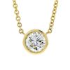 Image 2 : NEW 14k Yellow Gold .60 ctw Round Bezel Diamond Solitaire Pendant Adjustable Cha