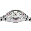 Image 5 : Rolex Ladies Stainless Steel Quickset Silver Index Dial Diamond And Ruby Bezel D