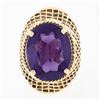 Image 4 : Vintage 14k Gold Oval Synthetic Alexandrite Crisscross Open Work Solitaire Ring