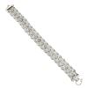 Image 6 : Italian 14K White Gold 7.5" Mesh Tube & Polished Unique Link Wide Strap Bracelet