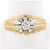 Men's Antique 18K TT Gold 0.42 ctw Old European Diamond Belcher Solitaire Ring