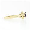 Image 5 : Petite Solid 10k Yellow Gold Oval Amethyst Solitaire Diamond 3 Three Stone Ring