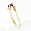 Image 7 : Petite Solid 10k Yellow Gold Oval Amethyst Solitaire Diamond 3 Three Stone Ring