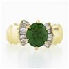 Image 4 : 14k Yellow Gold Oval Prong Peridot Tapered Baguette Diamond Side Engagement Ring