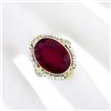 Image 3 : Antique Art Deco 14k Gold Oval Synthetic Ruby & Seed Pearl Floral Filigree Ring