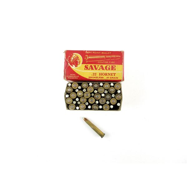 COLLECTIBLE SAVAGE .22 HORNET AMMO LOT