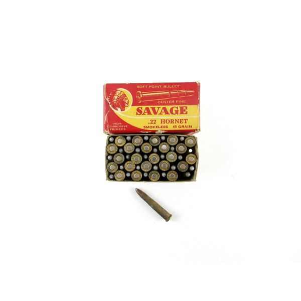 COLLECTIBLE SAVAGE .22 HORNET AMMO LOT