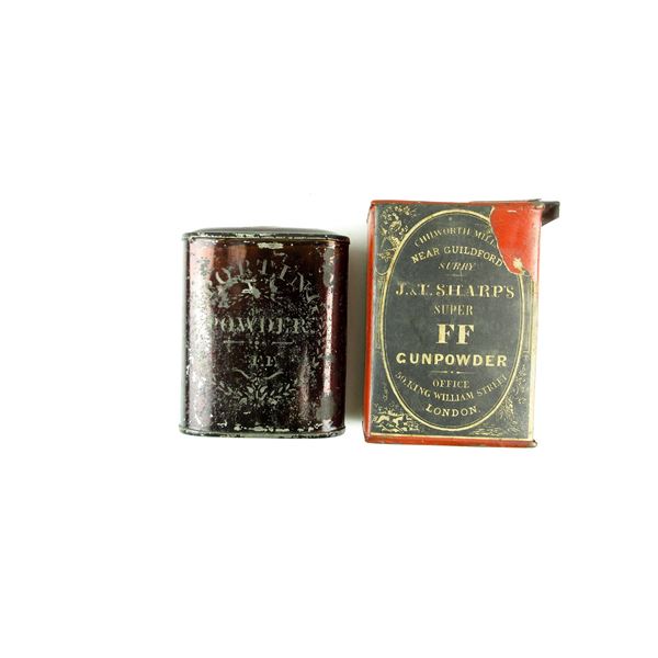 ANTIQUE BLACK POWDER TINS LOT