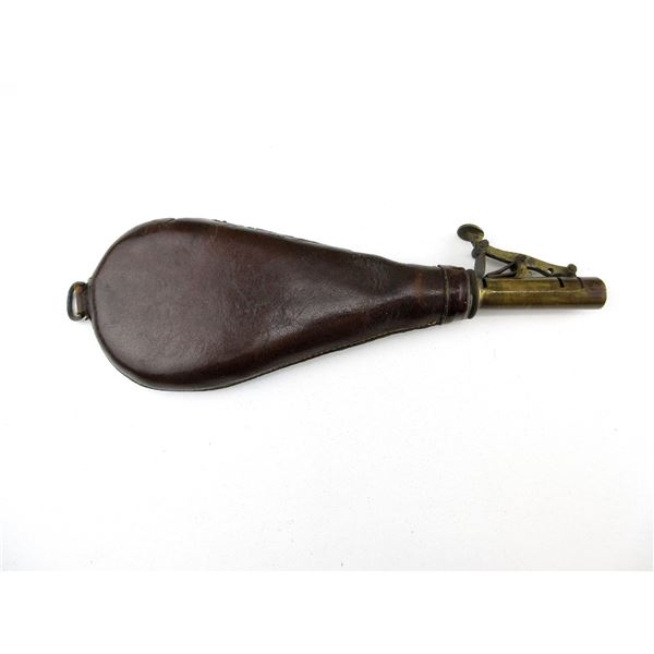 VINTAGE LEATHER SHOT / POWDER FLASK