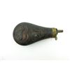 Image 1 : ANTIQUE BRASS PISTOL POWDER FLASK