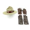 Image 2 : RCMP STETSON WITH HAT RACK AND LEATHER GLOVES LOT